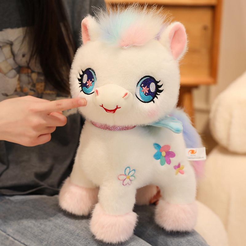 Soft Rainbow Pony Plush Toys Flannel Material Children Bedroom Dolls Decoration