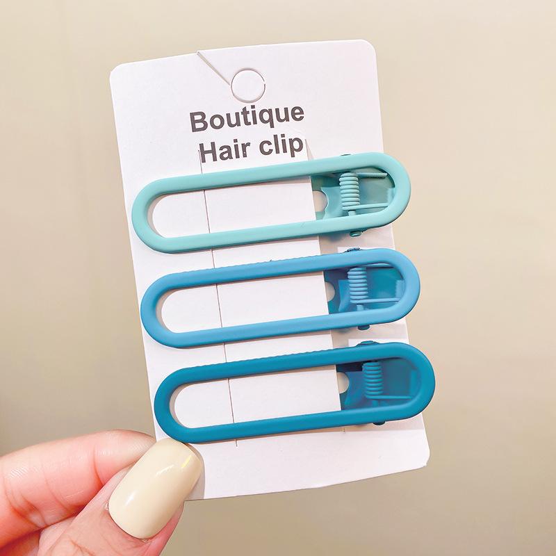 

Простая металлическая заколка для волос с градиентом для девочек с челкой, аксессуары для волос с боковой заколкой светло-синий