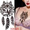 1 PC 210*114MM  Mermaid Temporary Tattoo For Women Men Realistic Fox Lion Flower Tattoos Sticker Back Arm Disposable Death Skull Fake Tatoo