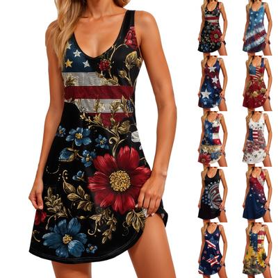 Women's Fashionable Casual Independence Day Print Dress