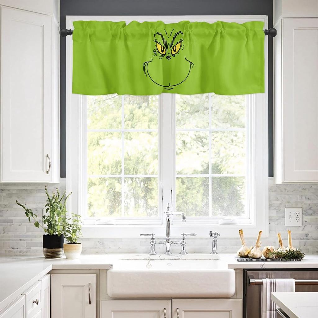 Funny Christmas Curtains, Short Curtains, Kitchen, Living Room, Bedroom Curtains, Head Curtains, Half Curtains