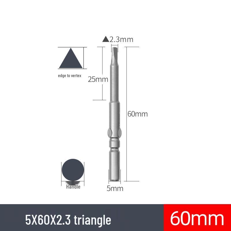 Ponta de Chave de Fenda Elétrica Triangular 801, Cabeça Magnética de Aço Liga S2 de Três Lados