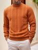 European Men's High Collar Jacquard Sweater - Solid Color, Autumn/Winter Fashion