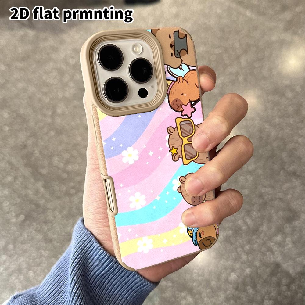 Phone Case: 2D flat lambskin suitable for iPhone 18, 17, 16, 15, 14, 13 Pro film protective case, rainbow waves, Christmas and Halloween gifts