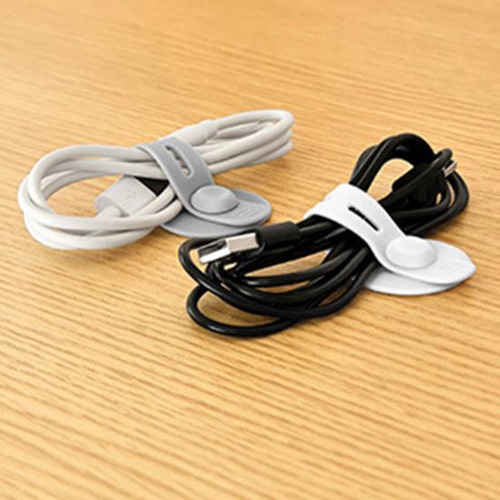 3Pcs Silicone Cable Tie Adjustable Self-adhesive Earphone Phone Charger Computer Power Cord Bundling Strap Reusable Wire Management Organizer Wrap