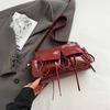 Fashion Underarm Shoulder Bag Red Silver Female Bag PU Leather Armpit Bag Chain Handbag Tote Clutch Bag High Capacity