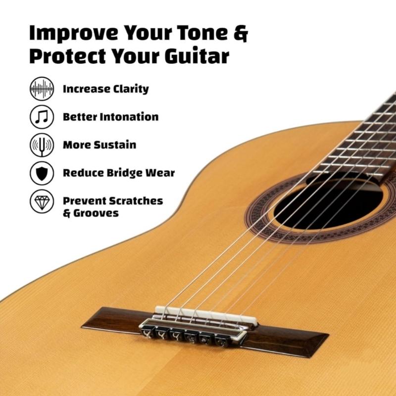 12Pcs Classical Guitar String Retainer Guitar String Ties Bridge Beads Guitar Rollers String Trees for Folk Guitar