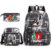 Mochila escolar de gran capacidad con correa para el hombro; set de tres piezas para estuche de lápices de estudiante