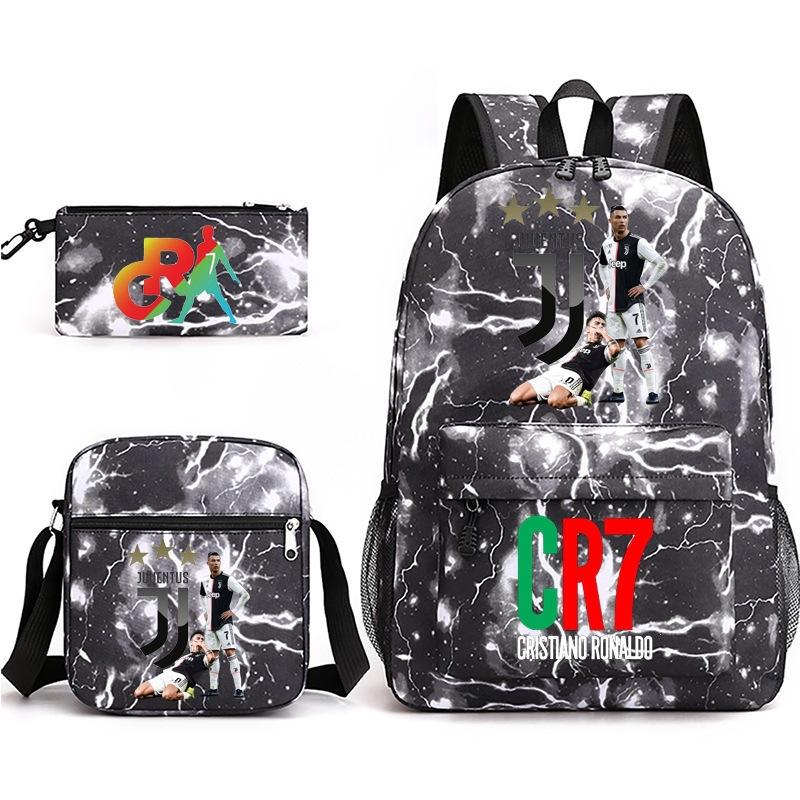 Mochila escolar de gran capacidad con correa para el hombro; set de tres piezas para estuche de lápices de estudiante