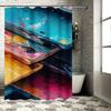 Rideau de douche artistique avec design coloré et éclatant, tissu imperméable facile à nettoyer pour la décoration de salle de bain