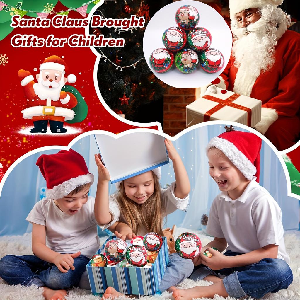 12/6-Pack 6.3cm Diameter Santa Claus Sponge Balls - Creative, Fun & Soft  for Christmas Decorations and Party Favors