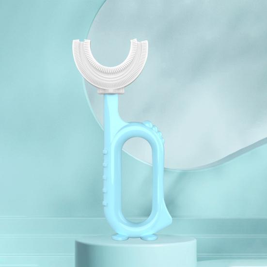 

Зубная щетка для малышей, пищевая щетина высокой плотности, силиконовая ручная сверхлегкая детская зубная щетка U-типа для дома