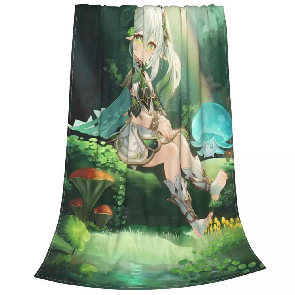 Genshin Impact Nahida Tighnari Nilou Blankets Anime Flannel Throw Blanket Bedding Couch Personalised Ultra-Soft Warm Bedsprea