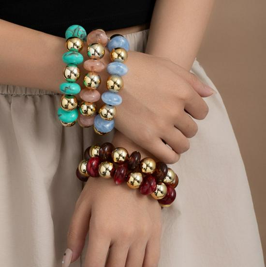 Acrylic Color-Block Round Bead Unisex Bohemian Bracelet
