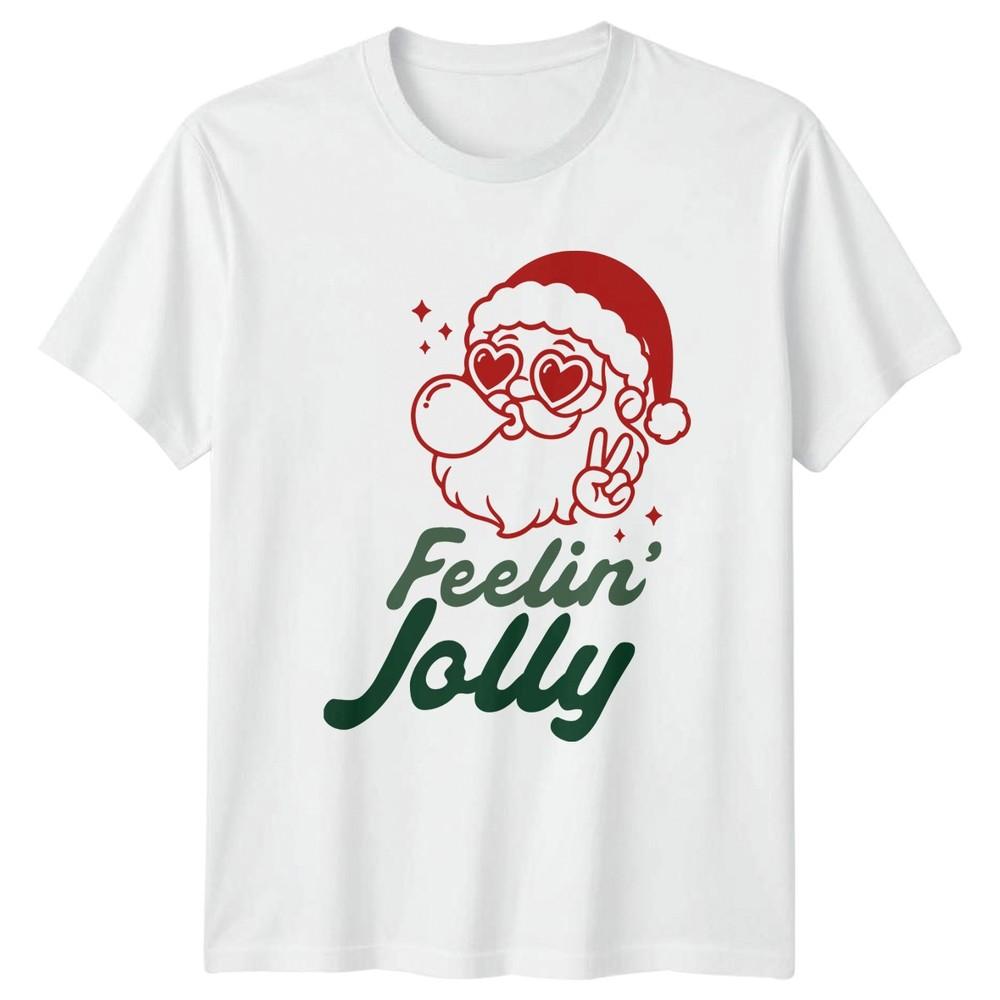 Feelin Jolly Santa Christmas Holidays Unisexs TShirt Unisexs Graphic Tee S