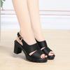 6.5cm 8.5cm Elegant Comfortable Thick Bottom Chunky Platform Sandals 2025 Summer Block High Heels Shoes for Office Model Mom