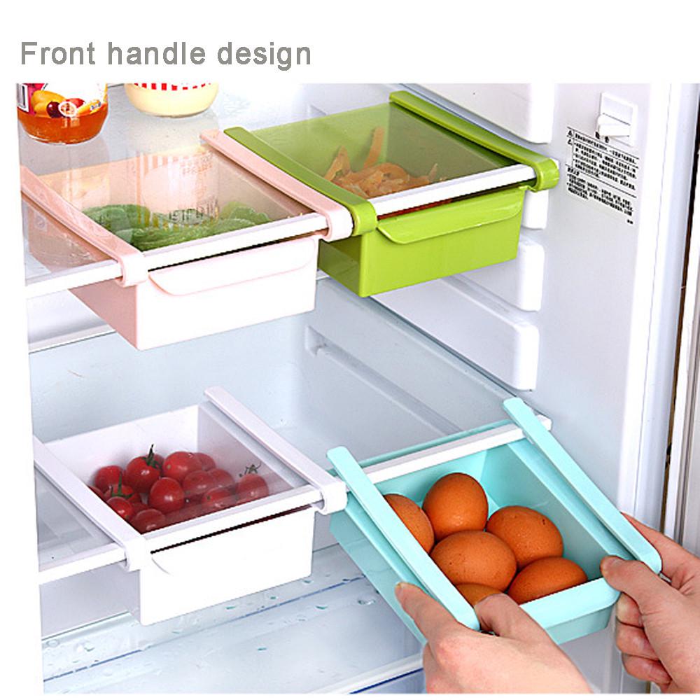 Slide Kitchen Fridge Freezer Space  Organizer Storage Rack Shelf Holder