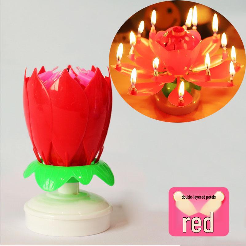 Lotus Blooming Musical Birthday Cake Candle - Smoke-free & Odorless for Kids' Celebrations