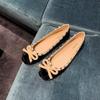 Shoes Round Head Light Mouth Contrasting Color Satin Bow Rivet Flat Sole Shoes Women's Spring
