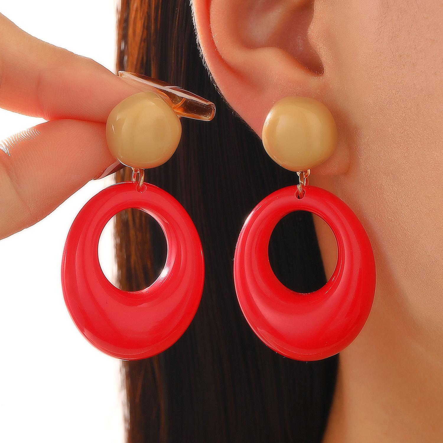 

Осенне-зимние серьги High End Feeling Retro Color Collision Circle для женщин 1 pair красный