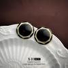 Elegant Gold-Plated Black Zircon Stud Earrings - Niche Design for a Luxurious Fashion Statement