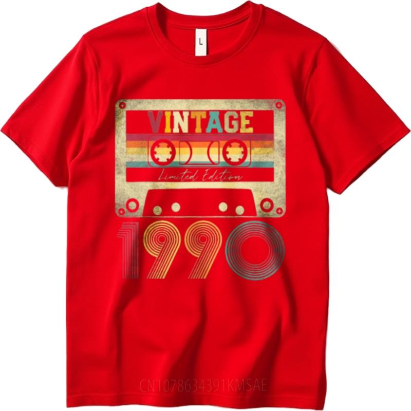 

Men tshirt Soft Cotton Tee Workout Teenagers O Neck t shirt Cotton Vintage Cassette Tape 1990 Limited Edition Trendy Unisex tees S