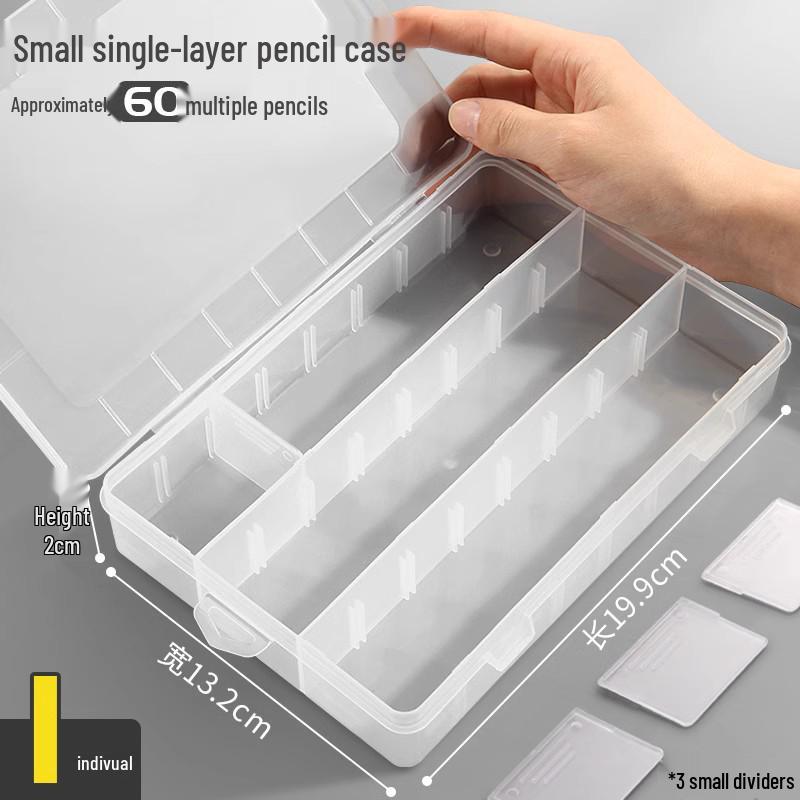 Double-Layer Transparent Pencil Storage Box - Extra Large Capacity