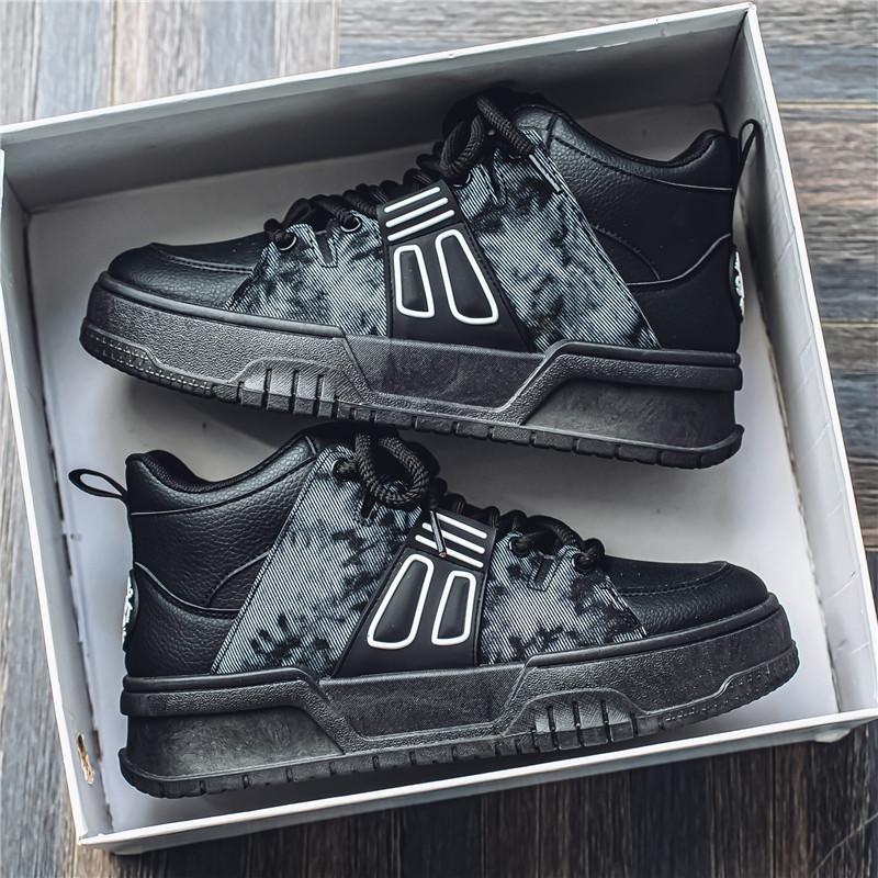 

Popular men s shoes winter high-end versatile casual high-top board shoes youth sports thick-soled heightening small white tide shoes 44 чорний