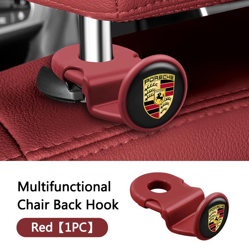 ABKE1 2pcs Universal Auto Seat Headrest Hook Storage Hidden For Porsche Cayenne Panamera Macan 911 718 Taycan Cayman Car Keyring