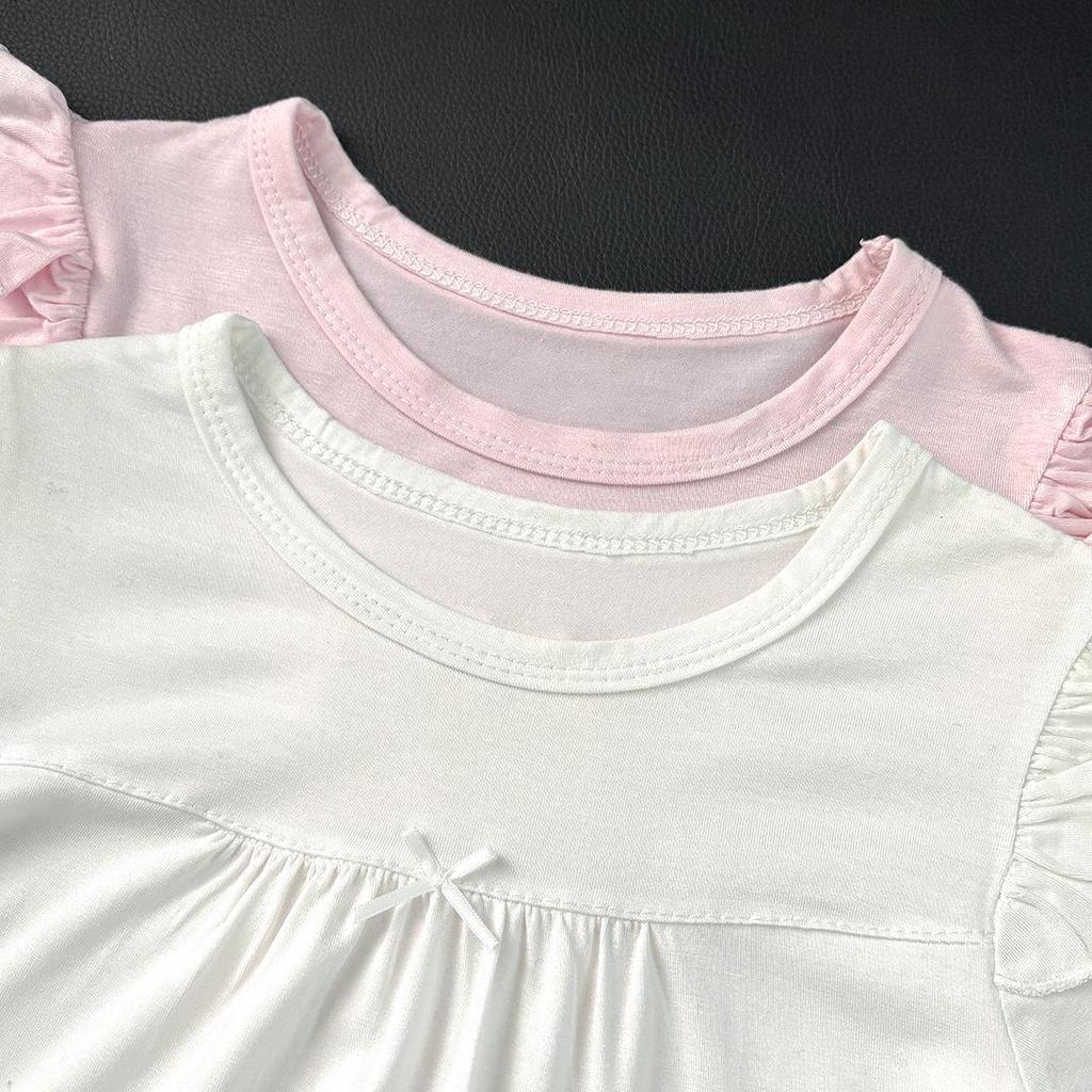 Girls' Lace Princess Pajama Set - Short-Sleeve Homewear, Modal Fabric, Thin Style for Spring/Summer, Air Conditioning Suit.