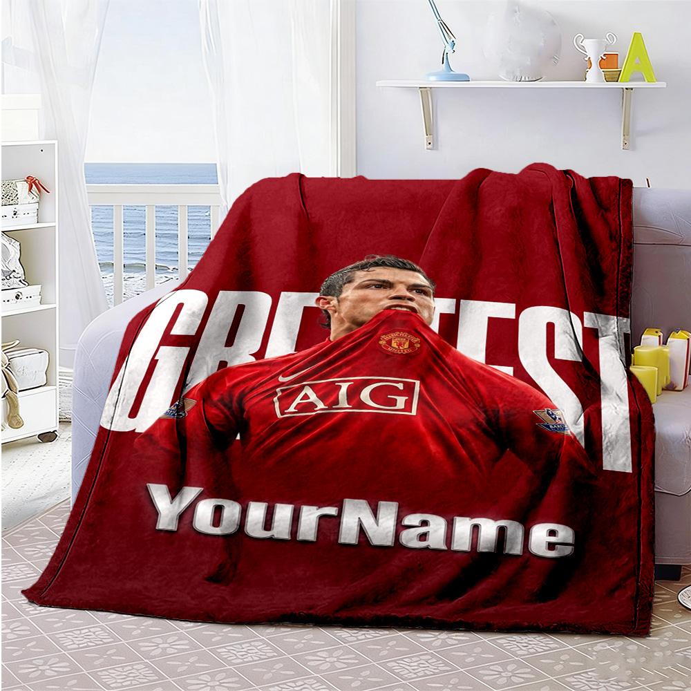 Cristiano Ronaldo 6 Personalized Text Blanket Lightweight Customizable Blanket Soft & Cozy Throw For Home Decor Office Chair Office Seaside