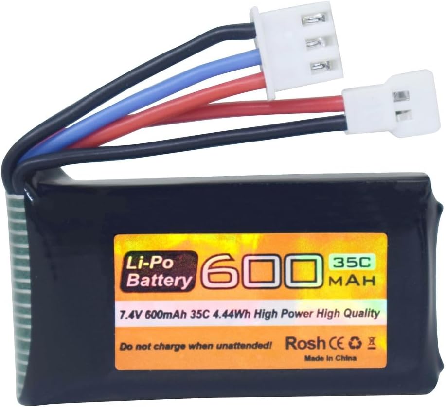2× 7.4V 600mAh 35C 2S LiPo Batteries with Molex Plug – Compatible with FMS FCX24 RC Crawlers and Electric Climbing Vehicles