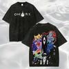 OMORI Game Washed Vintage T‑Shirt Horror RPG Anime Character Art Cotton Short Sleeve Women Dark Aesthetic Casual Tops