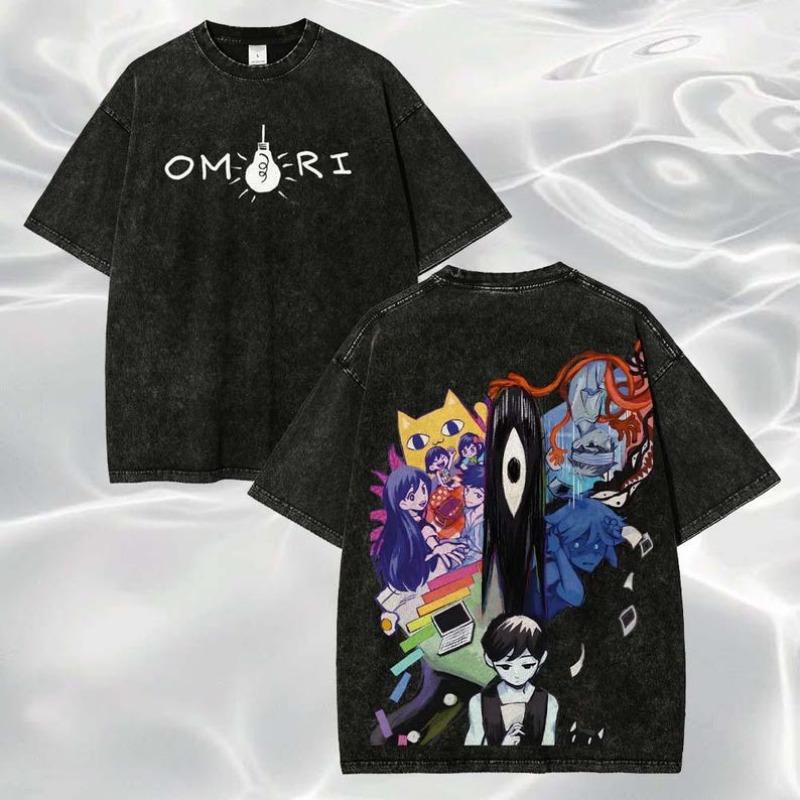 OMORI Game T-shirt Vintage Washed Y2K Aesthetic Unisex Oversized Short Sleeve Summer Cotton Retro Streetwear 2026 Hot Sale
