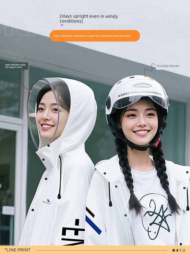Raincoat for Women, Long Style, Full-Body Protection Against Heavy Rain, Specially Designed for Electric Scooters, Outdoor Integrated Adult Thickened