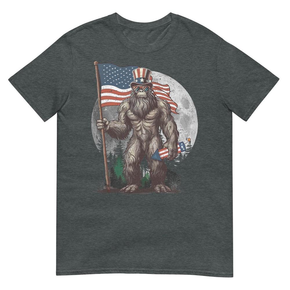 Bigfoot 4th Of July Shirts Unisex Sasquatch Usa American Flag Tshirt
