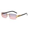 Rectangle Sunglasses For Women Men Rimless Retro Metal Square Sun Glasses With Animal Decoration For Outdoor Party Club
