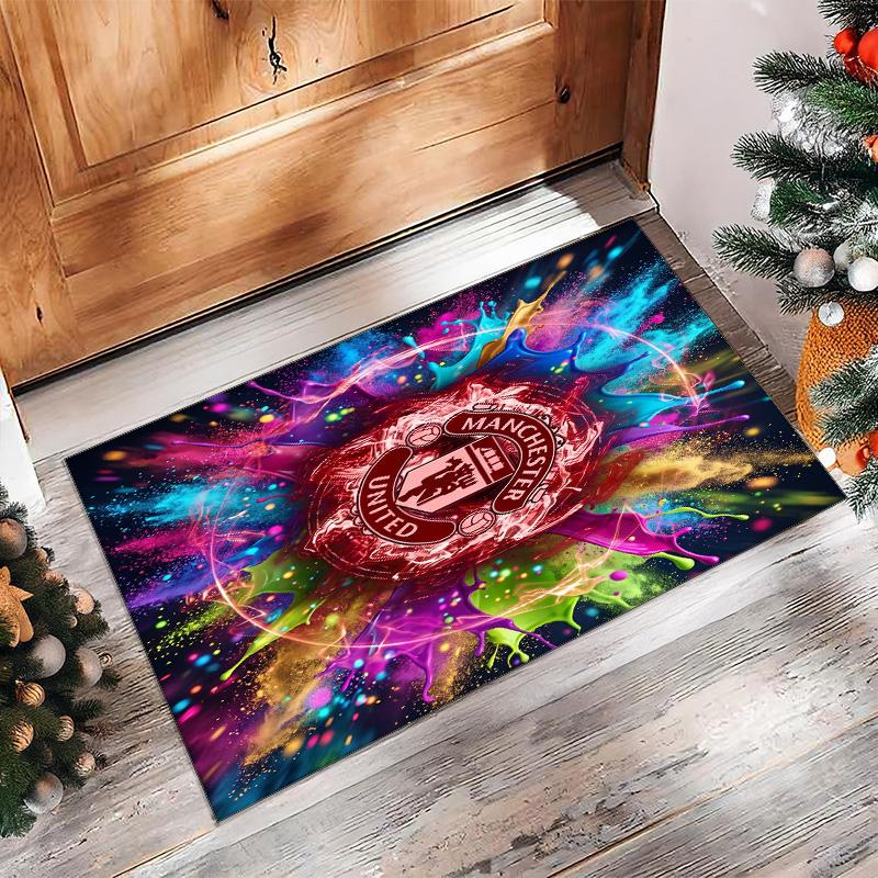 Tappeto in Flanella Stampato Manchester United Antiscivolo Morbido Poliestere Tappeto per Pavimento Tappetino Decorativo per Interni per Camera da Letto Soggiorno Divano