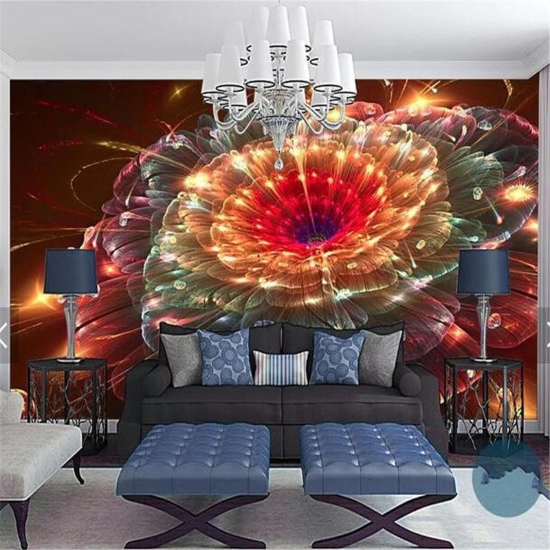 

3d Large Ktv Wallpaper Flash Brilliant Fantasy Hand Painted Flowers Mural Bedroom Living Room Home Decor Mural 200 cm(W) x 140 cm(H)