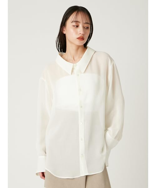FRAY Sheer Shirt FWFB252114 Free Size I.D. 2-Way Linen-Like Women's White,