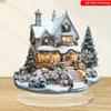 Böhmische Acryl-Weihnachtsdekoration, Weihnachtsbaum, Multifunktionales Schreibtisch-Display Schneemannhaus-Szene, Heim-Tischdekorationen, Kinderzimmer,