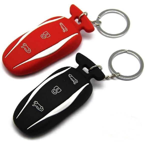 2 Packs Silicone for Tesla Key fob Cover Car Key Fob Case Holder for Tesla Model S/ Model 3 (Red+Black)