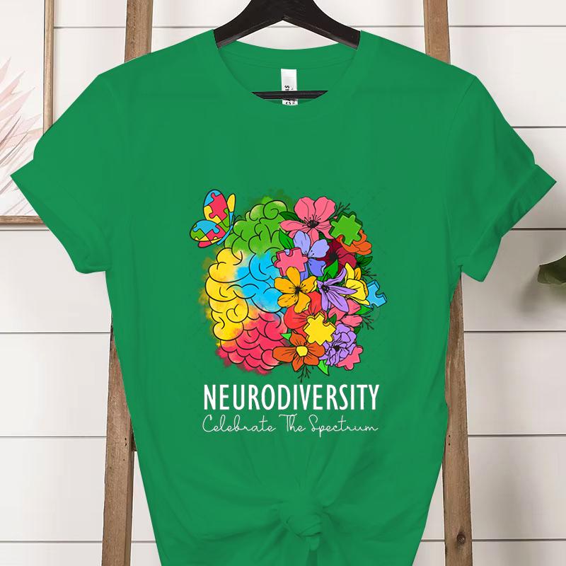 Teacher Autism Tshirt Floral Neurodiversity Celebrate The Spectrum Graphic T Shirts Clothing Autism Awareness Shirt for Women