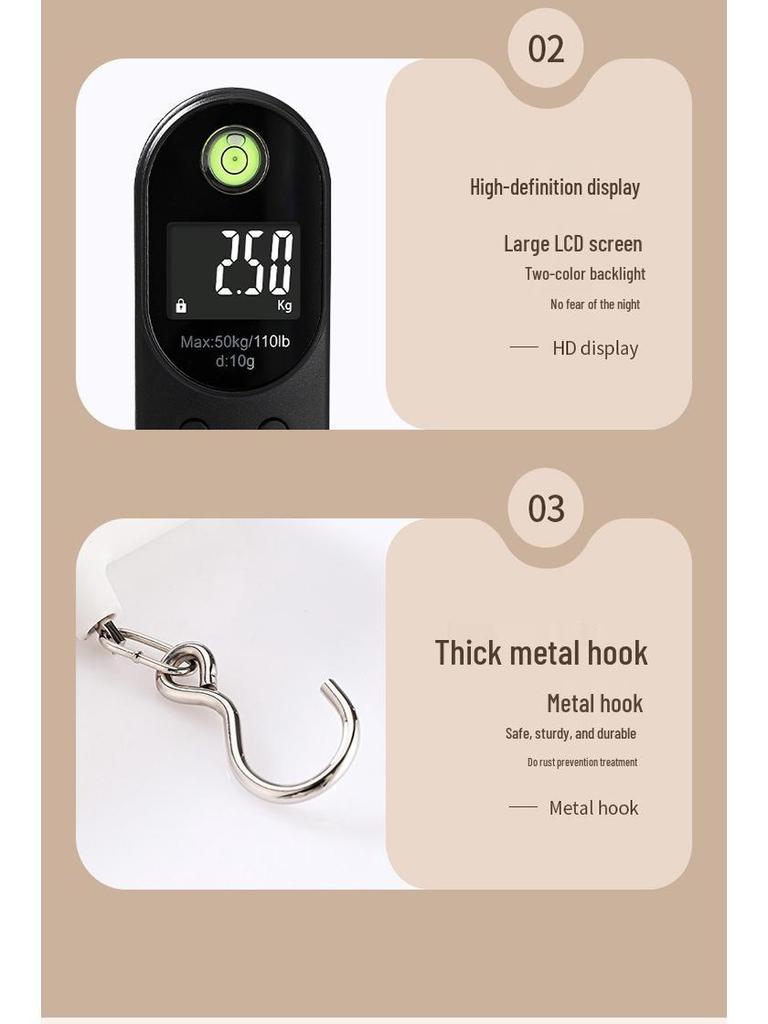 Rechargeable 50kg Handheld Luggage and Fishing Scale