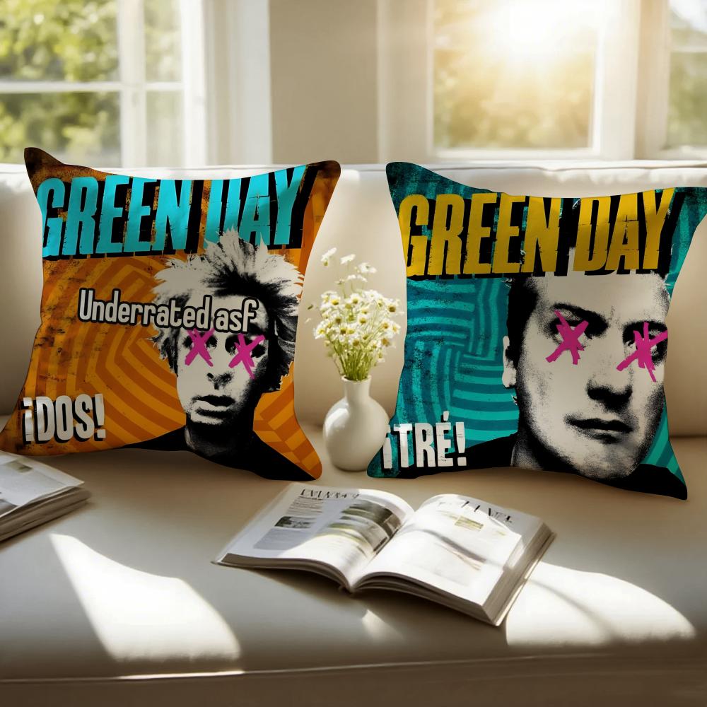 G-Green D-Day Band Album Pillow Case Anti-dustmite Pillowcase Invisible zipper silky short plush Sofa cushion cover