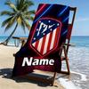 Custom Name Personalized Atletico Madrid Print Beach Towel, for Trip Camping Beach Party Home Decor, Birthday Gift for Family & Friends