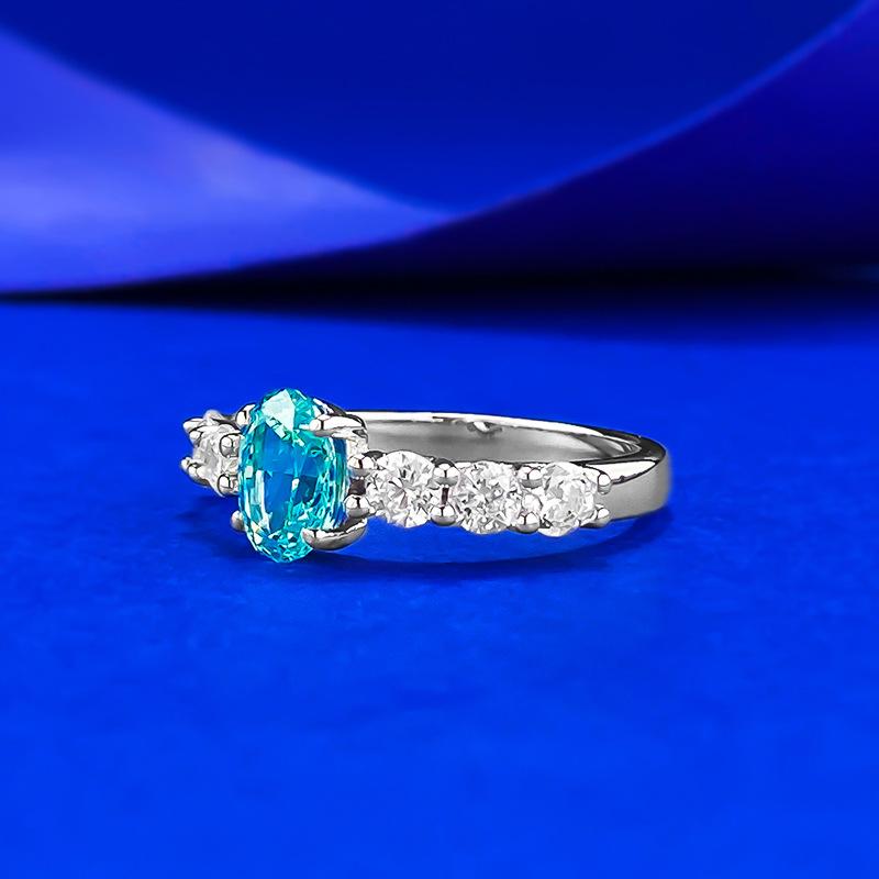 Schmuckring Frühling Sommer 5 * 7Mm Paraiba Klein Frisch Ring Ring