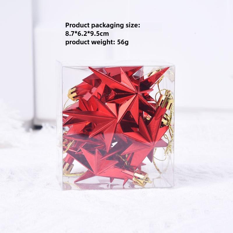 

12pcs Christmas Star Pendant Christmas Tree Decoration Festival Party New Year Christmas Alien Star Decoration Room Decor 8cm красный