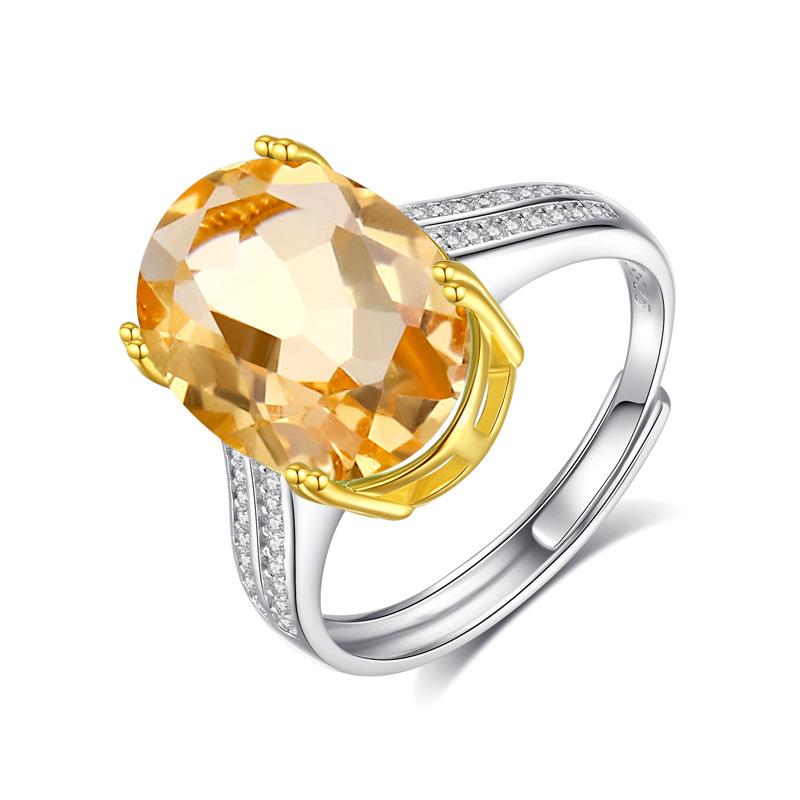 S925 Sterling Silver Inlaid Natural Topaz Colored Treasure Ring Women's Elegant Fashion Jewelry Jewelry
