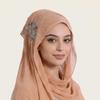 Light Luxury Chiffon Hijab Shiny Head Wrap Turban Soft Sequin Embellished Headscarf  Traditional